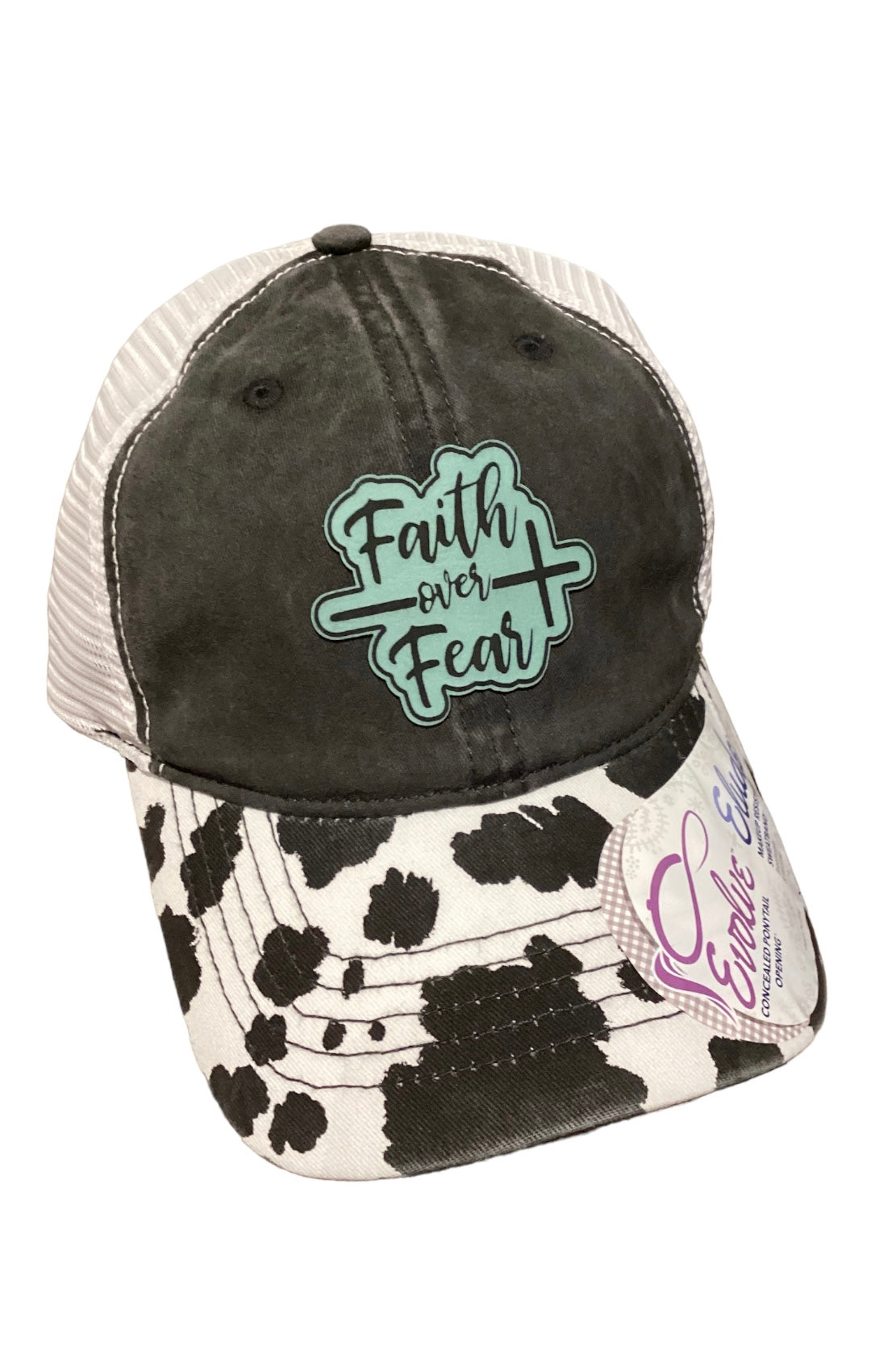 Faith over fear ponytail hat